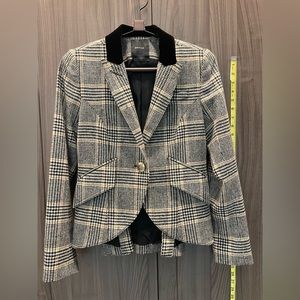 Smythe wool plaid patched pockets blazer gold hardware size 4